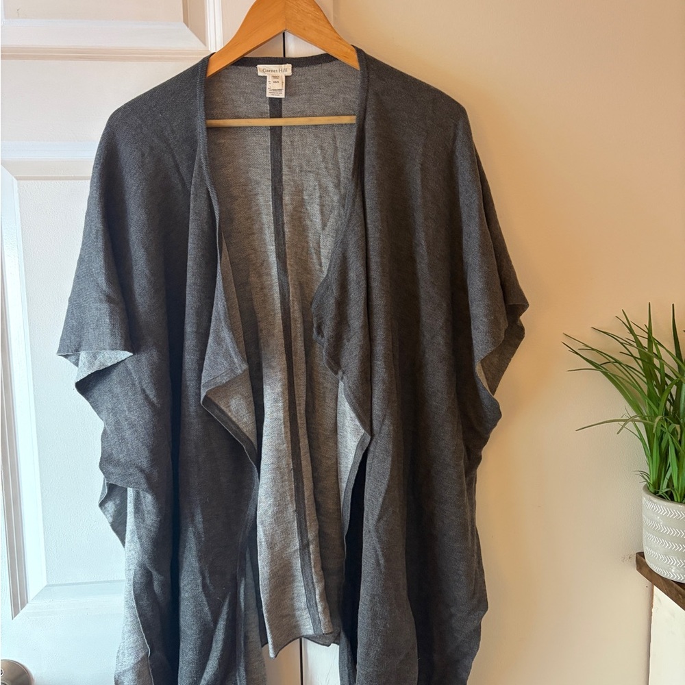 Garnet Hill Lightweight Open Front Gray Cardigan